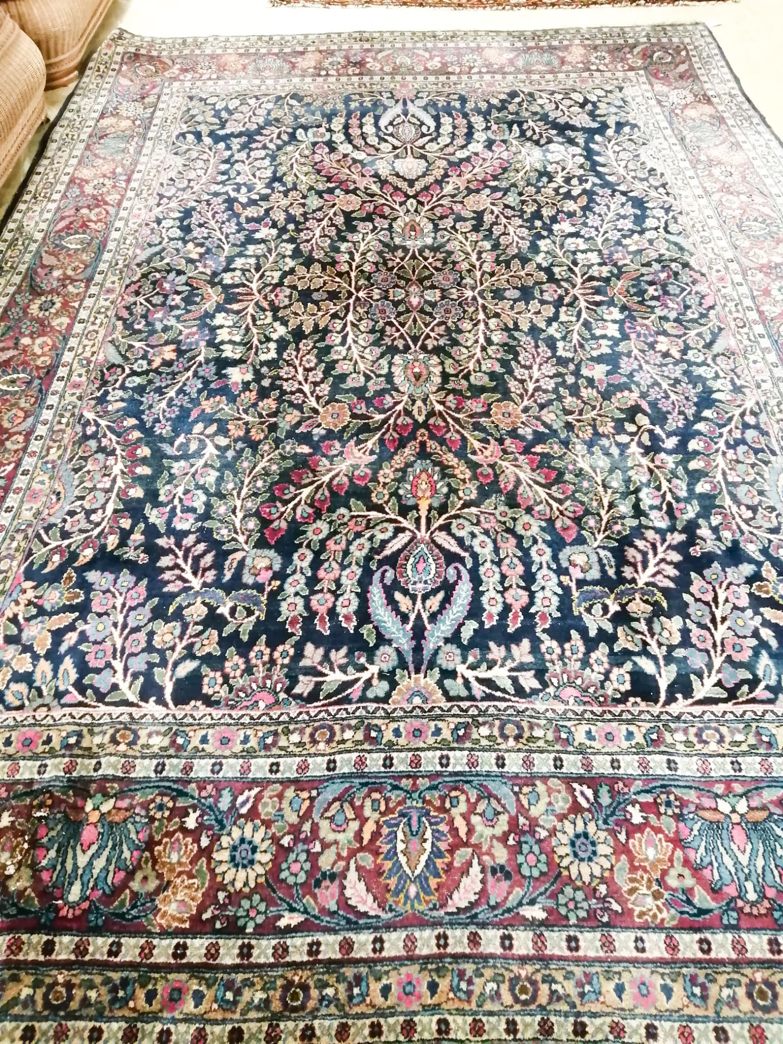 A Tabriz/Meshed blue ground carpet